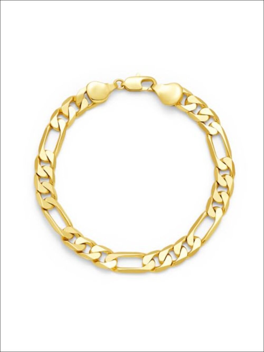 14K Gold Filled Figaro Chain Bracelet 7mm Unisex Dainty Lobster Claw